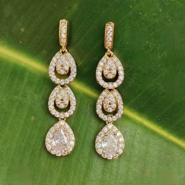 American Diamond Golden Rainfall Glam Earring