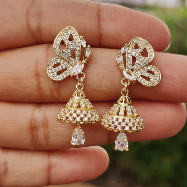 American Diamond Butterbell Sparkle Drops Earring