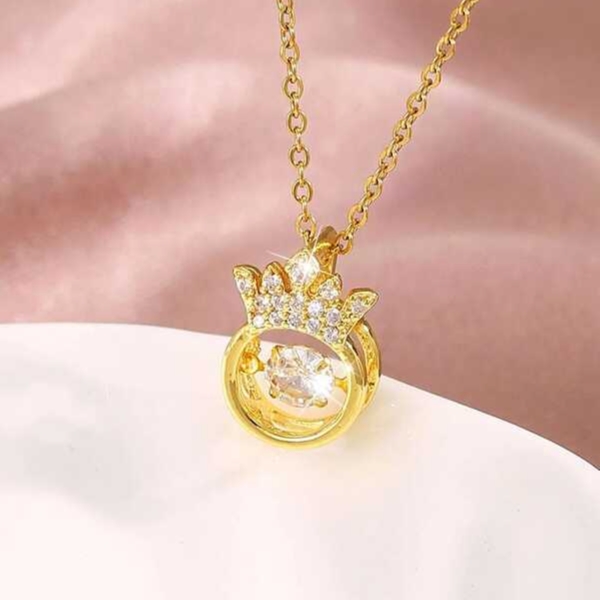 American Diamond Diana Crown Dancing Stone Goldmix Pendant