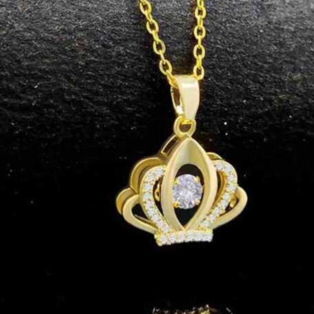 American Diamond Invisible Setting Crown Goldmix Pendant
