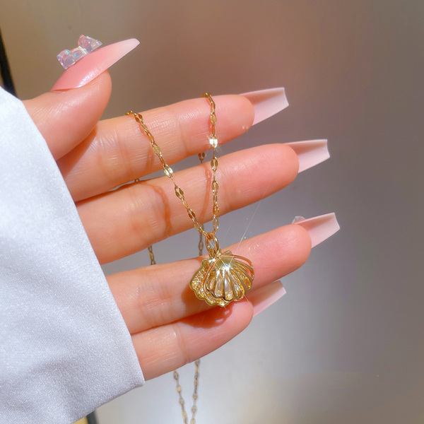 American Diamond Sea Shell Goldmix Pendant