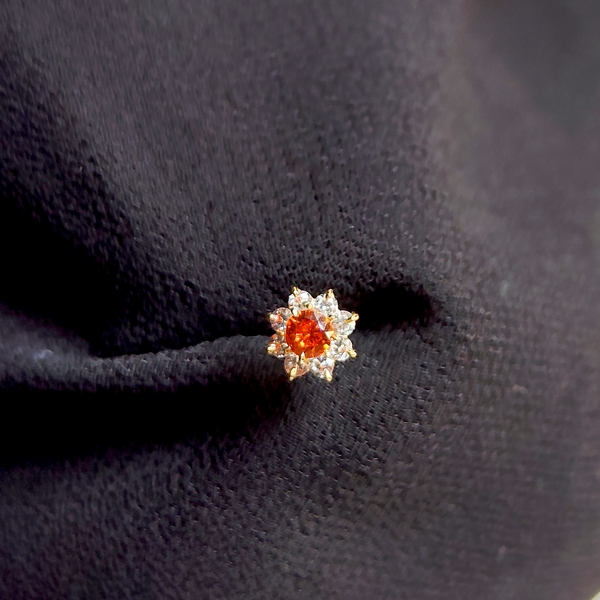 American Diamond 9 Stone Orange Nosepin
