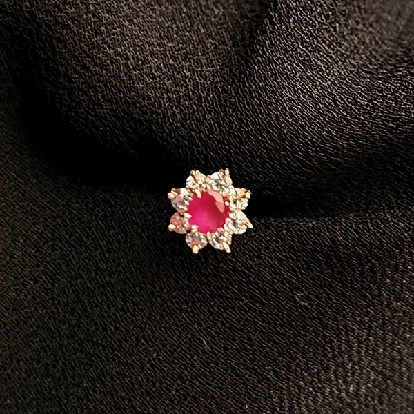 American Diamond 9 Stone Pink Nosepin