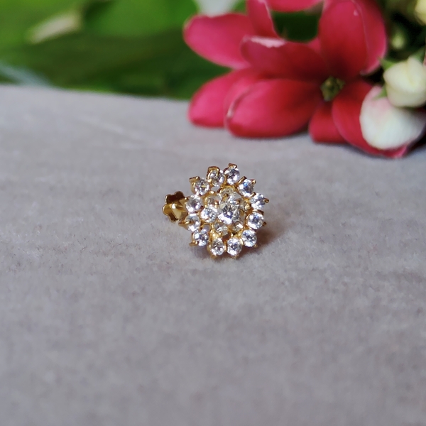 American Diamond 19 Stone Floral Nosepin